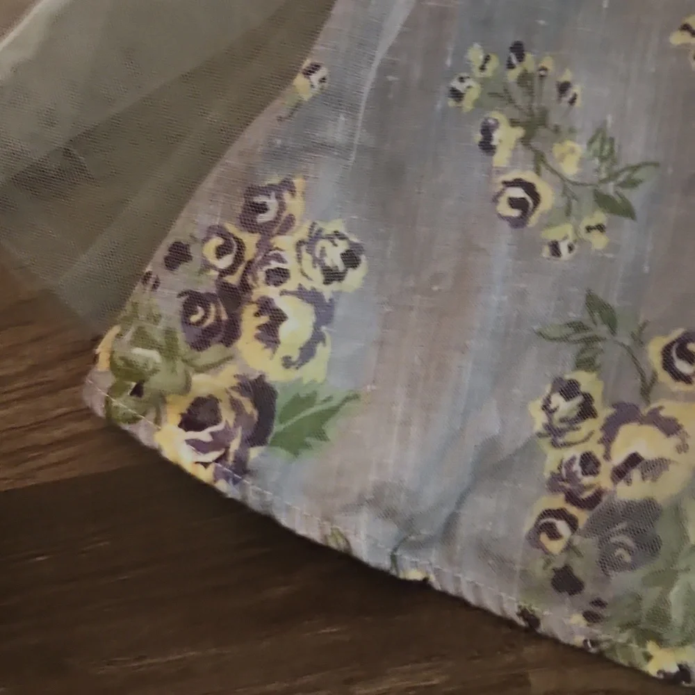 CachCach Purple & Cream Floral Print Dress w/ Tulle Skirt Size 3  Easter Spring